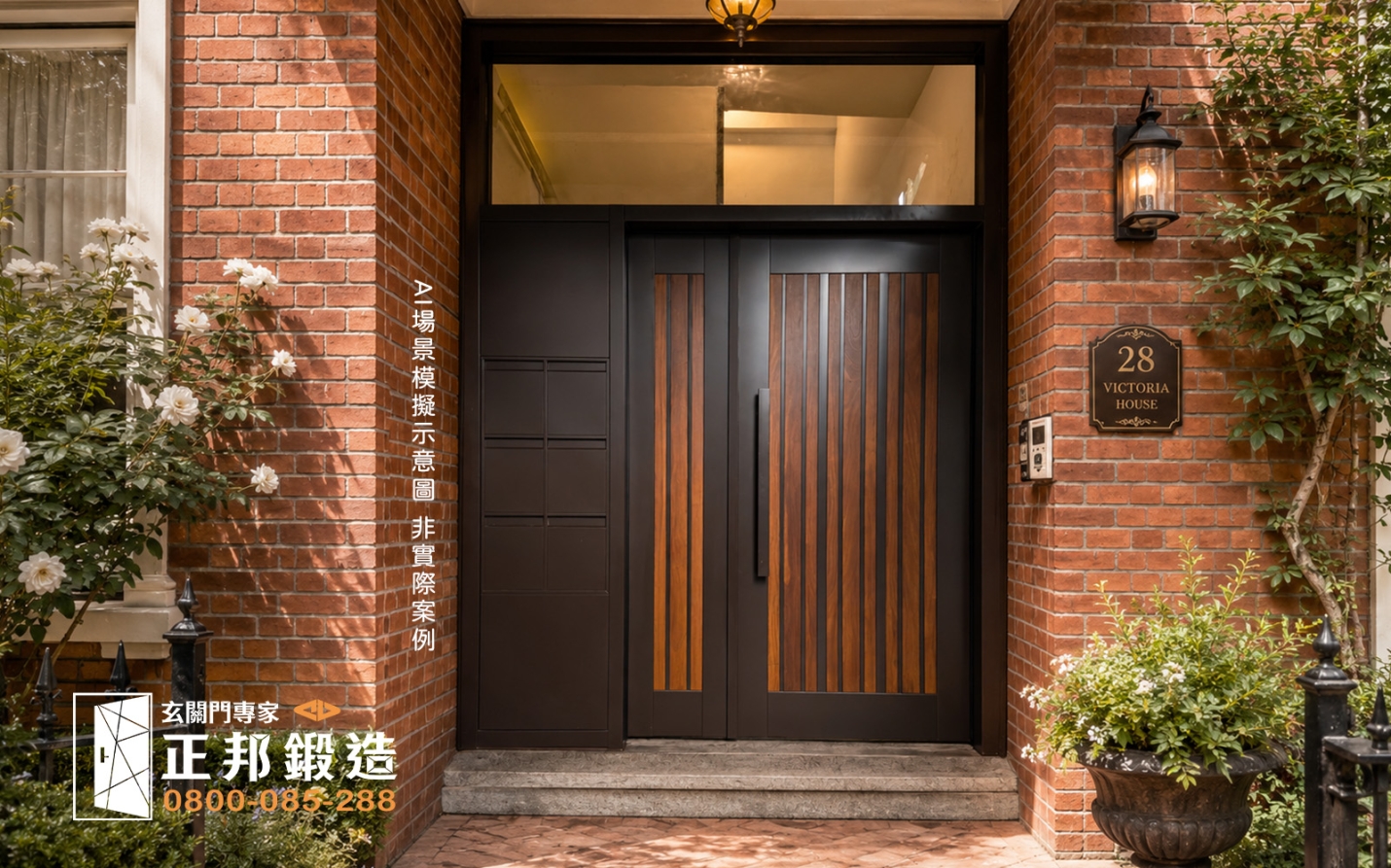 裝修設計參考：正邦鍛造-公寓信箱大門翻新-維多利亞風格別墅，紅磚牆面設計