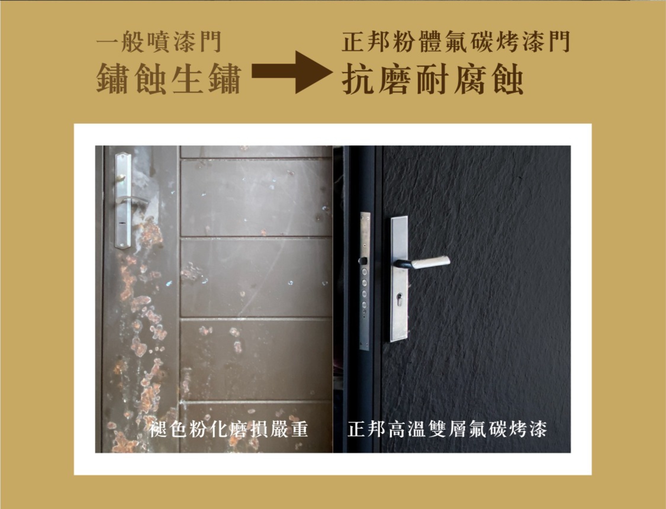  正邦鑄鋁門烤漆普通烤漆差異