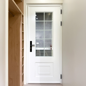 復古白色格子玻璃門 C9B-1071