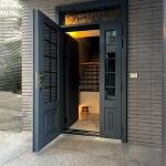 台北文山玻璃玄關門安裝C9B-1078 (烤漆顏色FR-2910) (3)