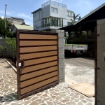 C9C-4049 (紅古銅+美新塑木-柚木色) 桃園花園木頭庭院門 (4)