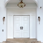 C9B-2068 台北士林豪宅白色雙開大門 烤漆色號FR-1738 (2)