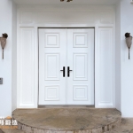 C9B-2068 台北士林豪宅白色雙開大門 烤漆色號FR-1738 (9)