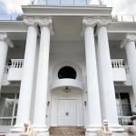 C9B-2068 台北士林豪宅白色雙開大門 烤漆色號FR-1738 (3)