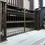 C9C-1094+大柱+欄杆(古典褐) 台北社區大門 社區中庭大門 (6)