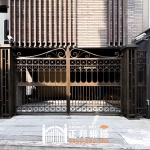 C9C-1094+大柱+欄杆(古典褐) 台北社區大門 社區中庭大門 (1)