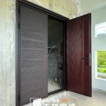 C9B-7011 (FR-8679YH02)宜蘭 波浪木紋大門 木雕門 雙開大門 (45