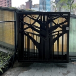 C9C-2077 桃園圖書館鍛造門摺疊鍛造門(古典褐) (6)