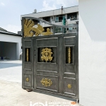 C9C-1106 雙開ST電動大門(含門中門)(酷銀色挑金3803) 台南 不銹鋼電動大門廠商 (11)