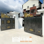 C9C-1106 雙開ST電動大門(含門中門)(酷銀色挑金3803) 台南 不銹鋼電動大門廠商 (2)