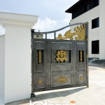 C9C-1106 雙開ST電動大門(含門中門)(酷銀色挑金3803) 台南 不銹鋼電動大門廠商 (1)