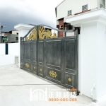 C9C-1106 雙開ST電動大門(含門中門)(酷銀色挑金3803) 台南 不銹鋼電動大門廠商 (8)