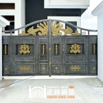 C9C-1106 雙開ST電動大門(含門中門)(酷銀色挑金3803) 台南 不銹鋼電動大門廠商 (7)