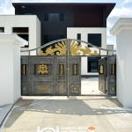 C9C-1106 雙開ST電動大門(含門中門)(酷銀色挑金3803) 台南 不銹鋼電動大門廠商 (3)