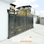 C9C-1106 雙開ST電動大門(含門中門)(酷銀色挑金3803) 台南 不銹鋼電動大門廠商 (9)