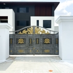 C9C-1106 雙開ST電動大門(含門中門)(酷銀色挑金3803) 台南 不銹鋼電動大門廠商 (6)