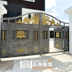 C9C-1106 雙開ST電動大門(含門中門)(酷銀色挑金3803) 台南 不銹鋼電動大門廠商 (4)