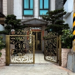 C9C-2078 手動雙開庭院門 (3816) 金屬色透天別墅庭院門