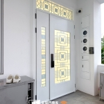 C9B-1027子母含開天(FR-1738) 嘉義白色玄關門安裝 (2)