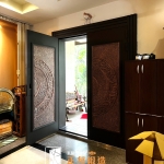 中壢鑄鋁大門安裝案例照片 烤漆色81255刷紅古銅色