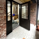 C9B-1076(古典褐,黑色多一點)門把3803 板橋玻璃造型門安裝案例 (2)