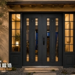 AI 模擬示意圖：正邦鍛造C9B-1084 (烤漆顏色FR-2910) 桃園門面包框 0970960683  現代日式風格住宅入口設計 (7)