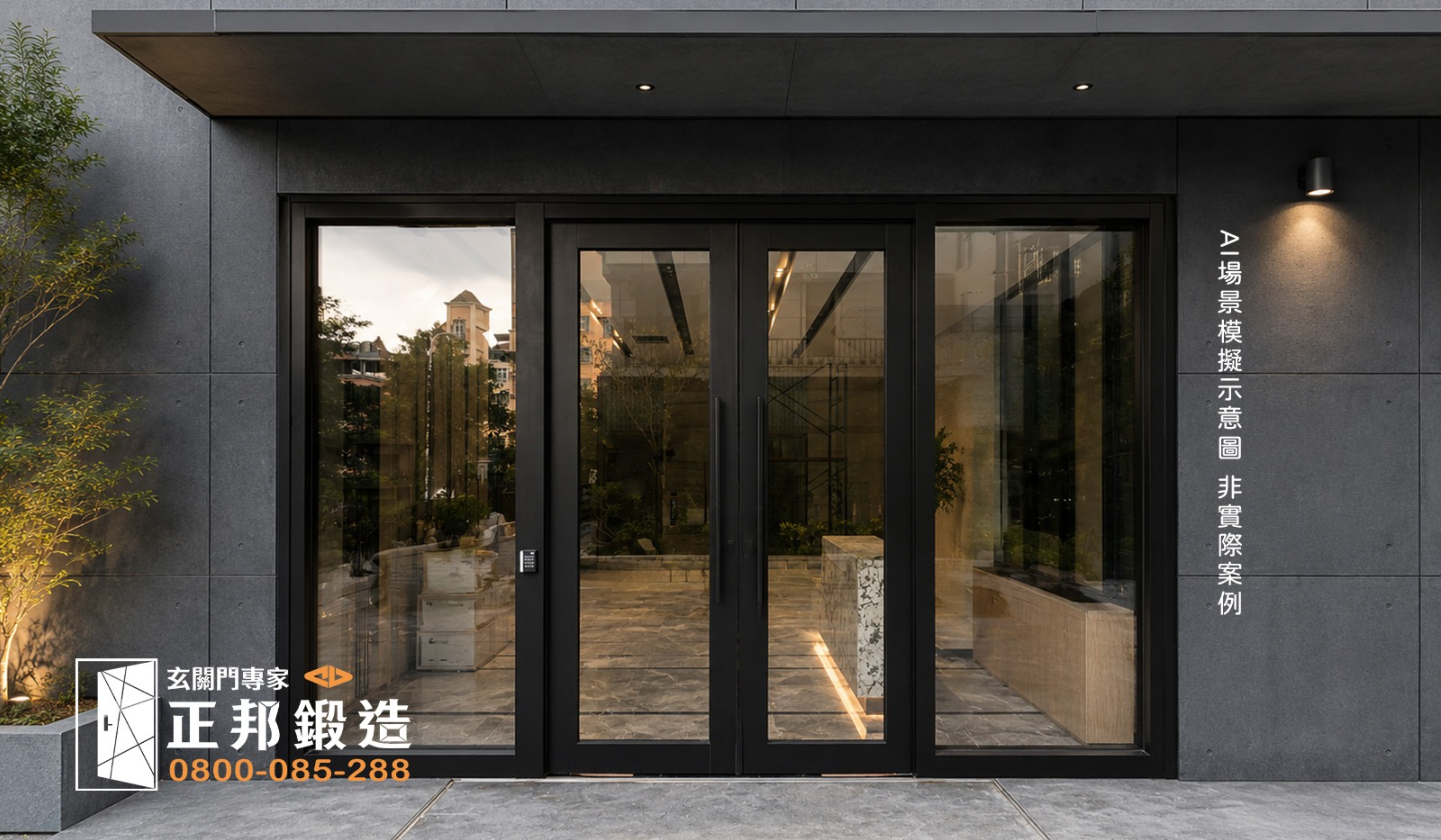 辦公室玻璃門設計｜簡約強化玻璃門｜商務會議室接待大廳｜正邦鍛造